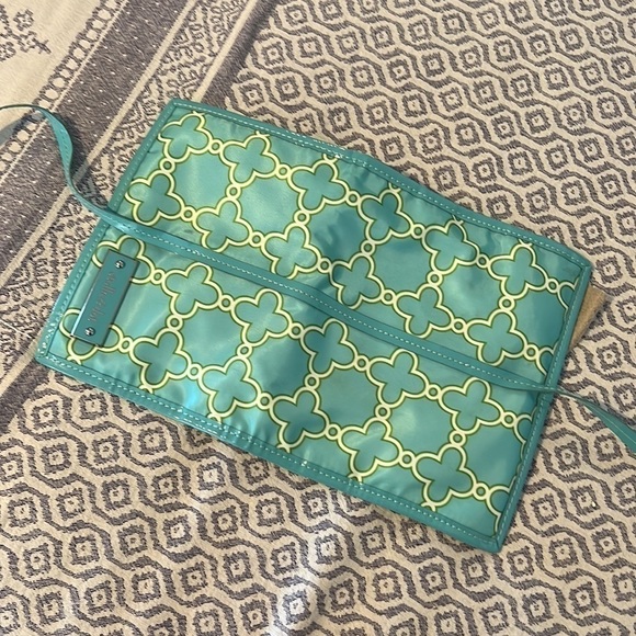 Stella & Dot Travel Jewelry Roll Up Blue/Green Print - Picture 8 of 9